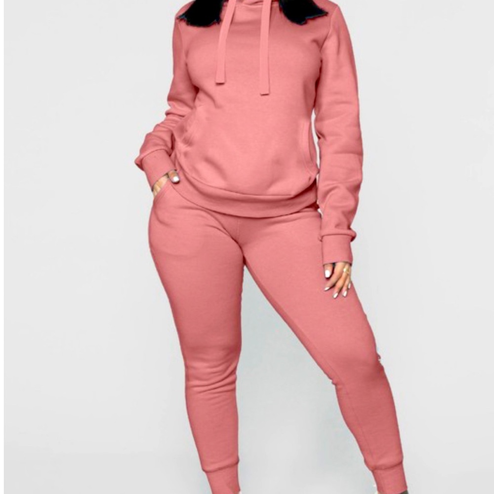 Mauve Jogger w/Hoodie Pants Set Sweat Suit 2pc